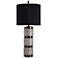Stylecraft Indu 36" High Faux Stone and Black Chrome Column Table Lamp