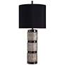 Stylecraft Indu 36" High Faux Stone and Black Chrome Column Table Lamp