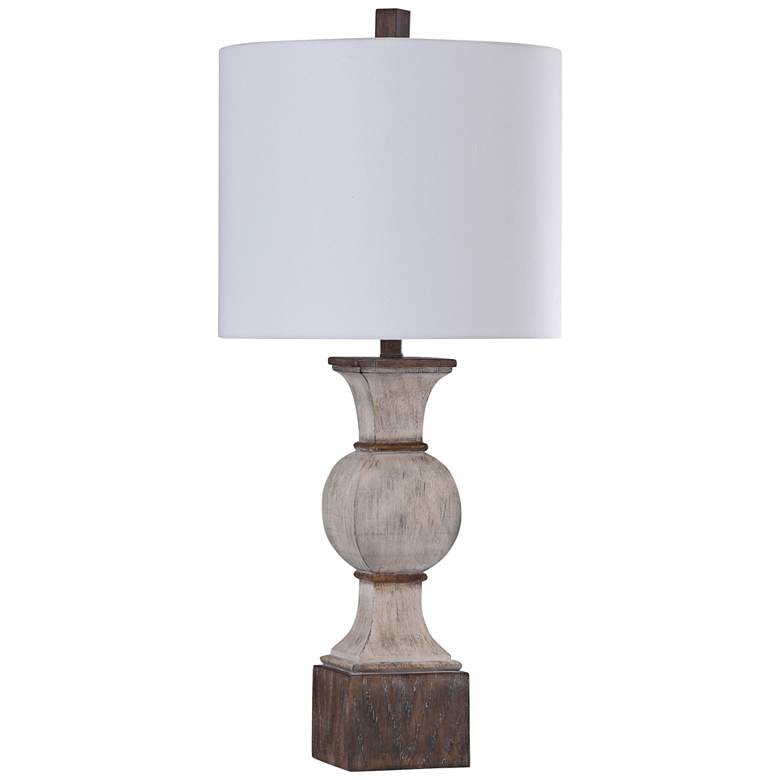 Image 1 Stylecraft Kirkby 33" Beige and Distressed Brown Baluster Table Lamp