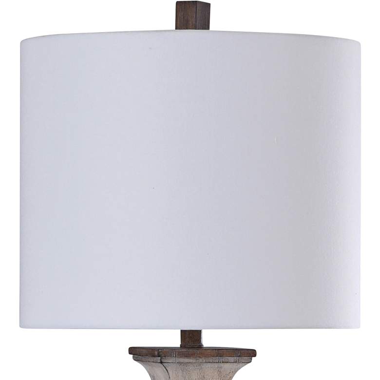Image 2 Stylecraft Kirkby 33" Beige and Distressed Brown Baluster Table Lamp more views