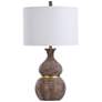 2_Stylecraft Logan 33" High Faux Wood Brown Modern Gourd Table Lamp