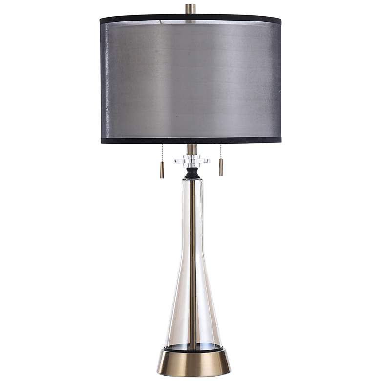 Image 2 Stylecraft Logan Manor 33.75 inch Amber Glass and Brushed Brass Table Lamp