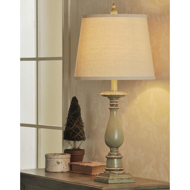 Image 1 Stylecraft Mackinaw 30 1/2" Distressed Green Finish Table Lamp