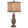 3_Stylecraft Mackinaw 31" High Leaf Column Distressed Beige Table Lamp more views