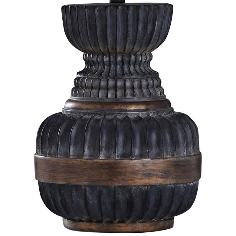 Image 3 Stylecraft Malta 31" Ribbed Faded Ebony and Bronze Vase Table Lamp more views