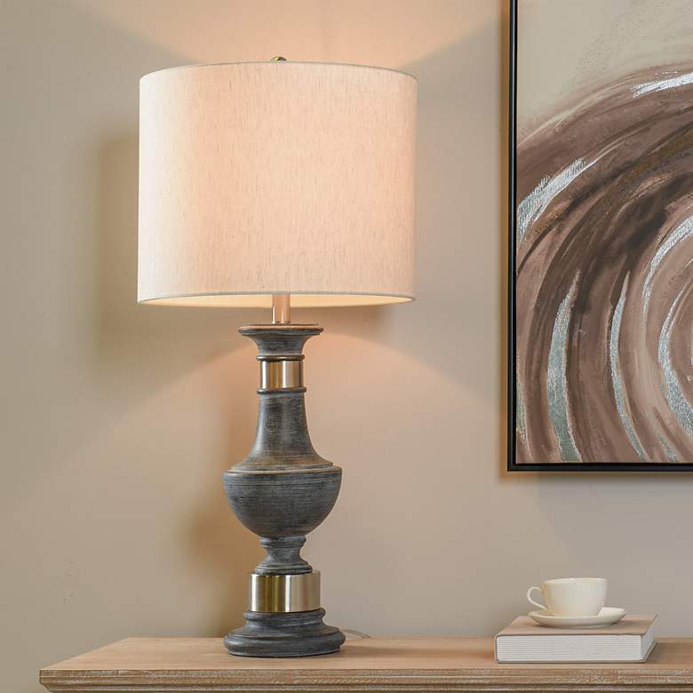 Image 1 Stylecraft Malta 32" High Oatmeal Shade Black Traditional Table Lamp