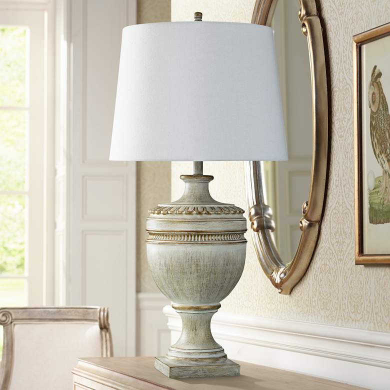 Image 1 Stylecraft Malta 36" High Cream and Gold Traditional Vase Table Lamp