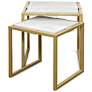 1_Stylecraft Marble Satin Brass Metal Frame Nesting Tables Set of 2