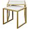 Stylecraft Marble Satin Brass Metal Frame Nesting Tables Set of 2
