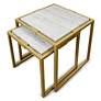 3_Stylecraft Marble Satin Brass Metal Frame Nesting Tables Set of 2 more views