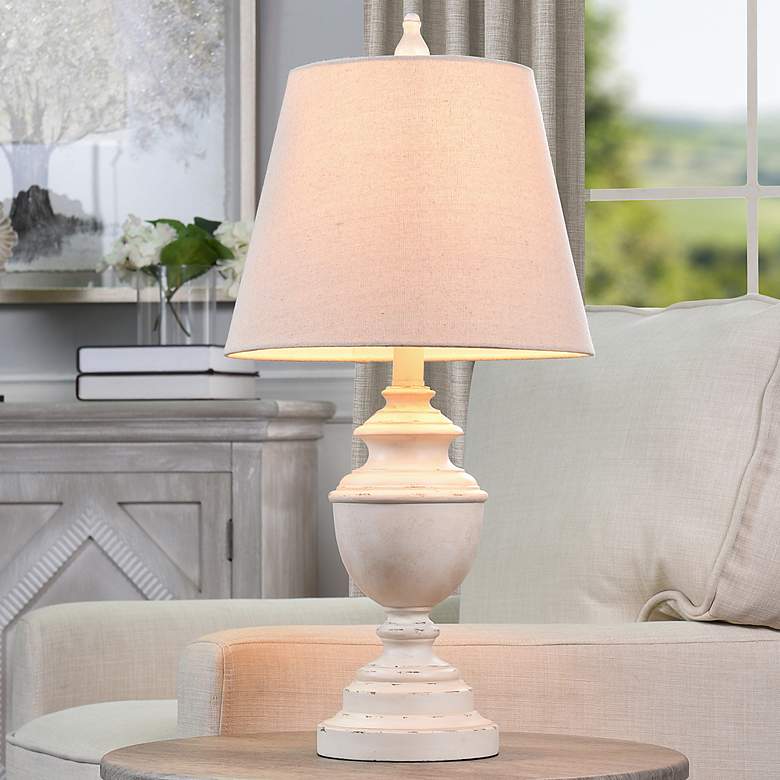 Image 1 Stylecraft Marion 24" High Light Beige Distressed Cream Table Lamp