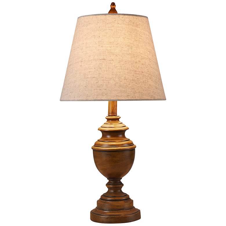 Image 2 Stylecraft Marion 24 inch High Traditional Faux Wood French Oak Table Lamp