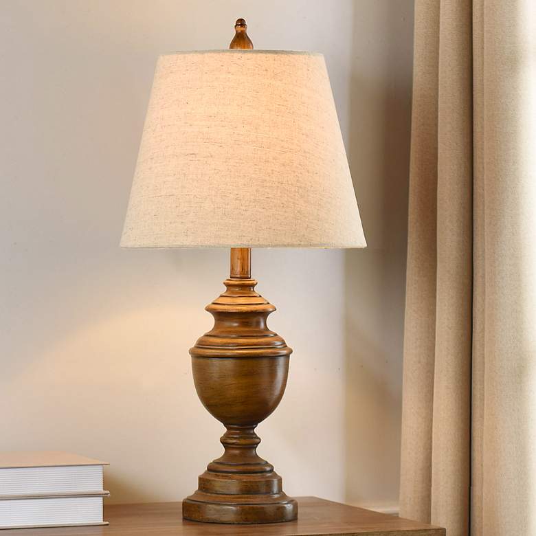 Image 1 Stylecraft Marion 24 inch High Traditional Faux Wood French Oak Table Lamp