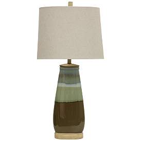 Image1 of Stylecraft Millville 34" High Green Brown Ceramic Glaze Table Lamp