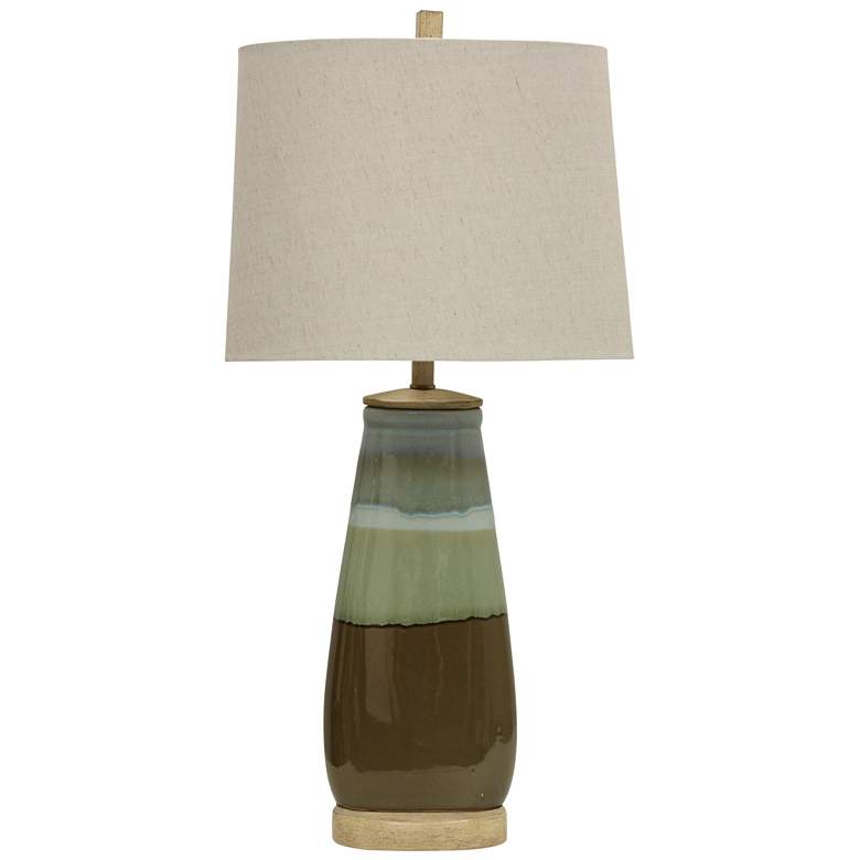 Image 1 Stylecraft Millville 34" High Green Brown Ceramic Glaze Table Lamp