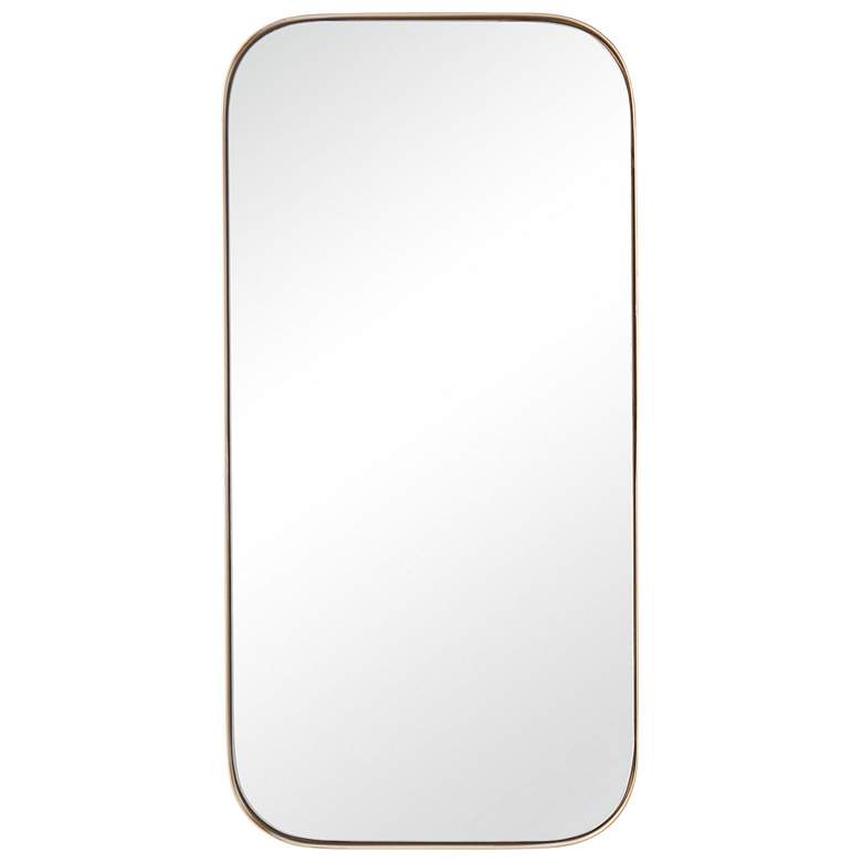 Image 1 StyleCraft Minimalist Mirror Curved Edge Rectangle Mirror Gold Frame