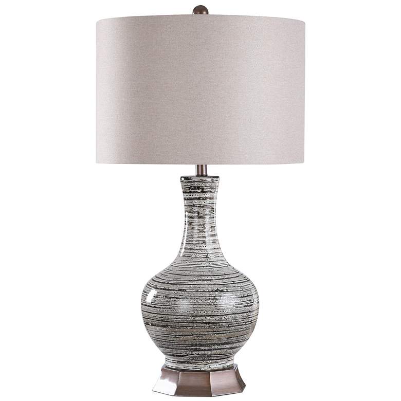 Image 1 Stylecraft Monorail 33" High Modern Black Glazed Ceramic Table Lamp