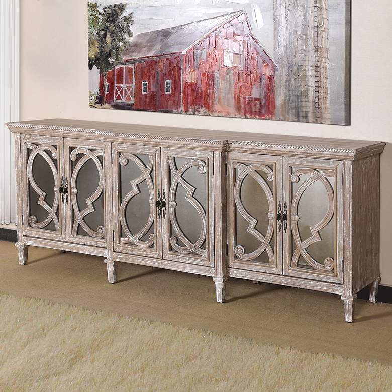 Image 1 Stylecraft Naples 97" Wide 6-Door Mirrored and Weathered Wood Buffet