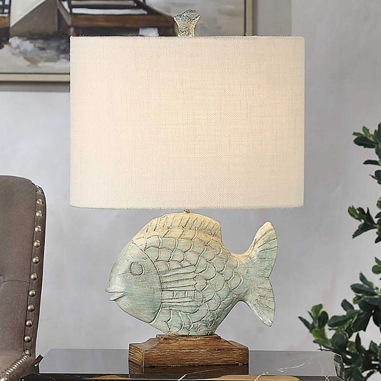 Image 1 Stylecraft Nemo Tropical Fish 27" Coastal Caribbean Blue Table Lamp