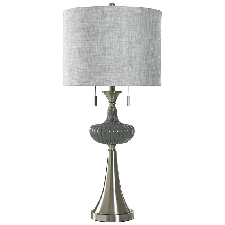 Image 1 Stylecraft Neptune 35" Heathered Grey Shade Silver Steel Table Lamp