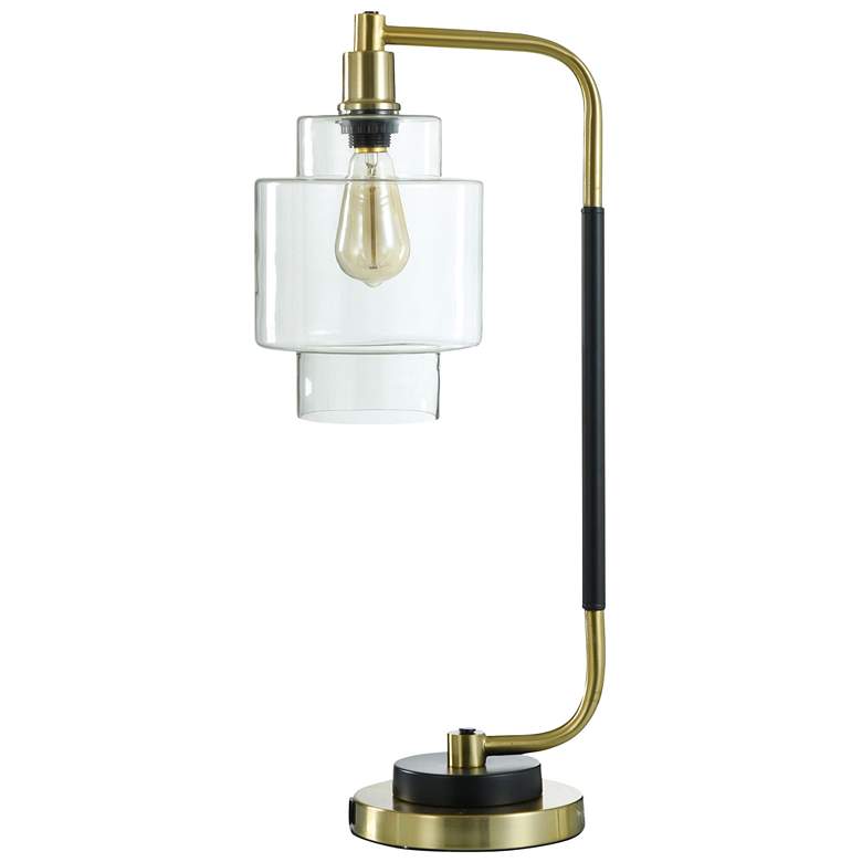 Image 1 Stylecraft Nevada 25" High Clear Glass Gold and Black Steel Desk Lamp
