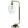 Stylecraft Nevada 25" High Clear Glass Gold and Black Steel Desk Lamp