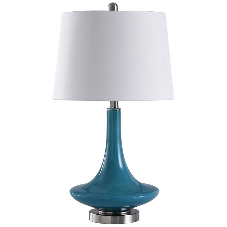 Image 1 Stylecraft Niagra Falls Blue Modern Glass Table Lamp