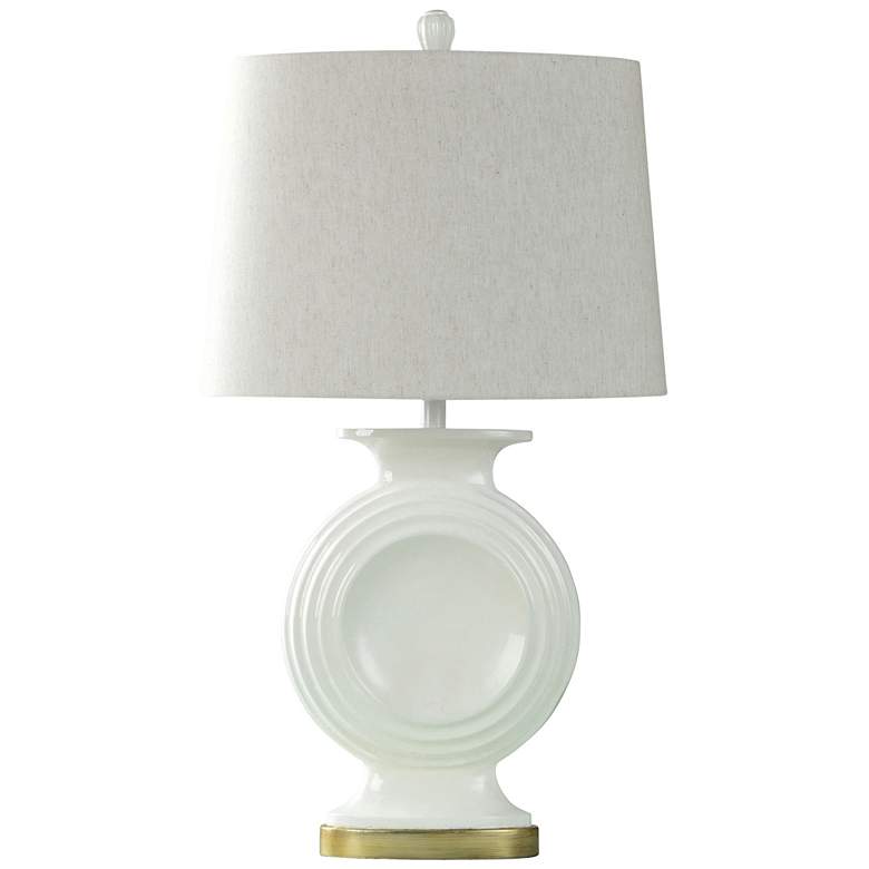 Image 1 Stylecraft Norford 34" High Rippled White Painted Gold Table Lamp