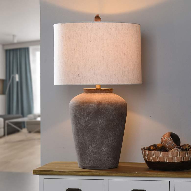 Image 1 Stylecraft Patina Cotta 31" High Aged Brown Rustic Table Lamp