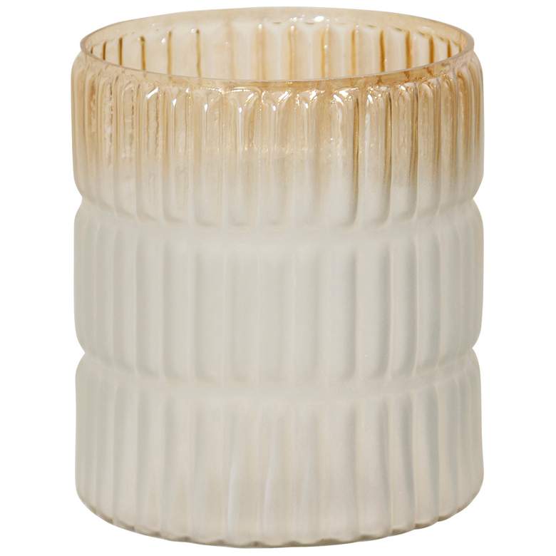 Image 1 StyleCraft Pleated Ombre Glass Vase Gold Frost Ombre 8" x 9"