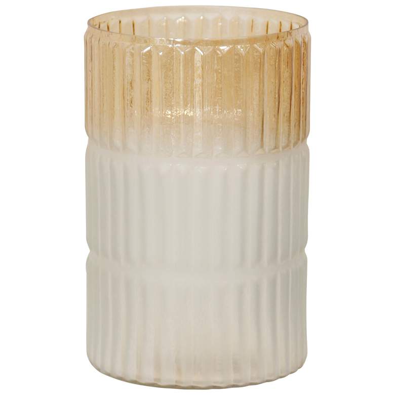 Image 1 StyleCraft Pleated Ombre Glass Vase Silver/Black Frost Ombre 8" x 12"
