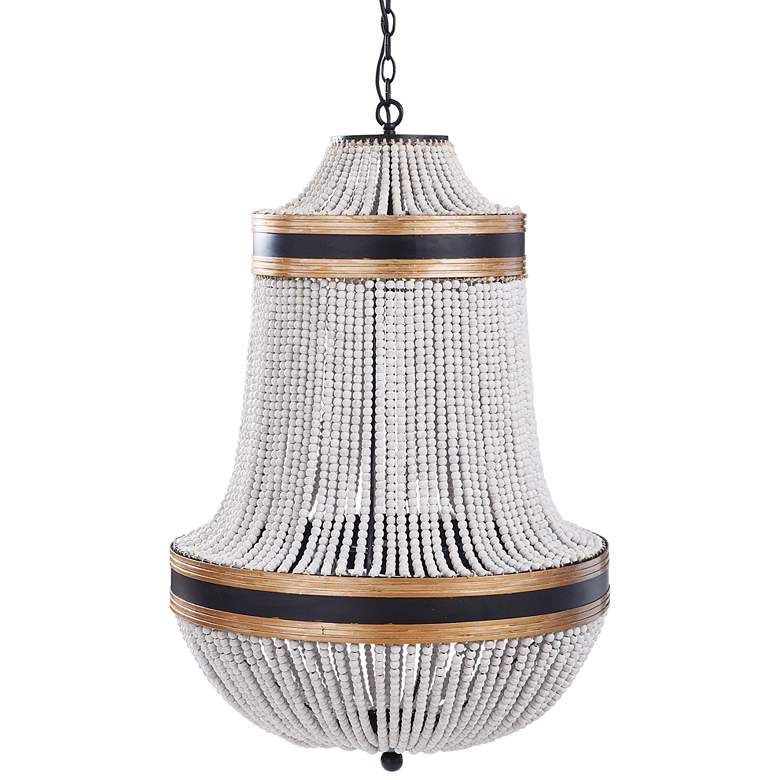 Image 2 Stylecraft Porfino 24" Gold and Black Natural Wood Bead Chandelier