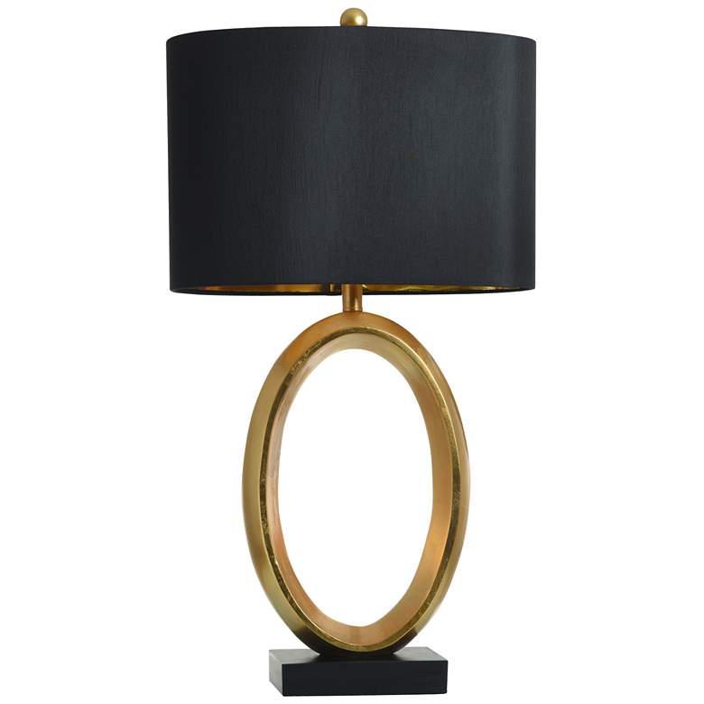 Image 1 Stylecraft Portal 32 3/4" Gold Leaf Satin Black Table Lamp