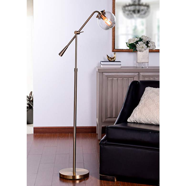Image 1 Stylecraft Reagan 60 1/2" High Antique Brass Contemporary Floor Lamp