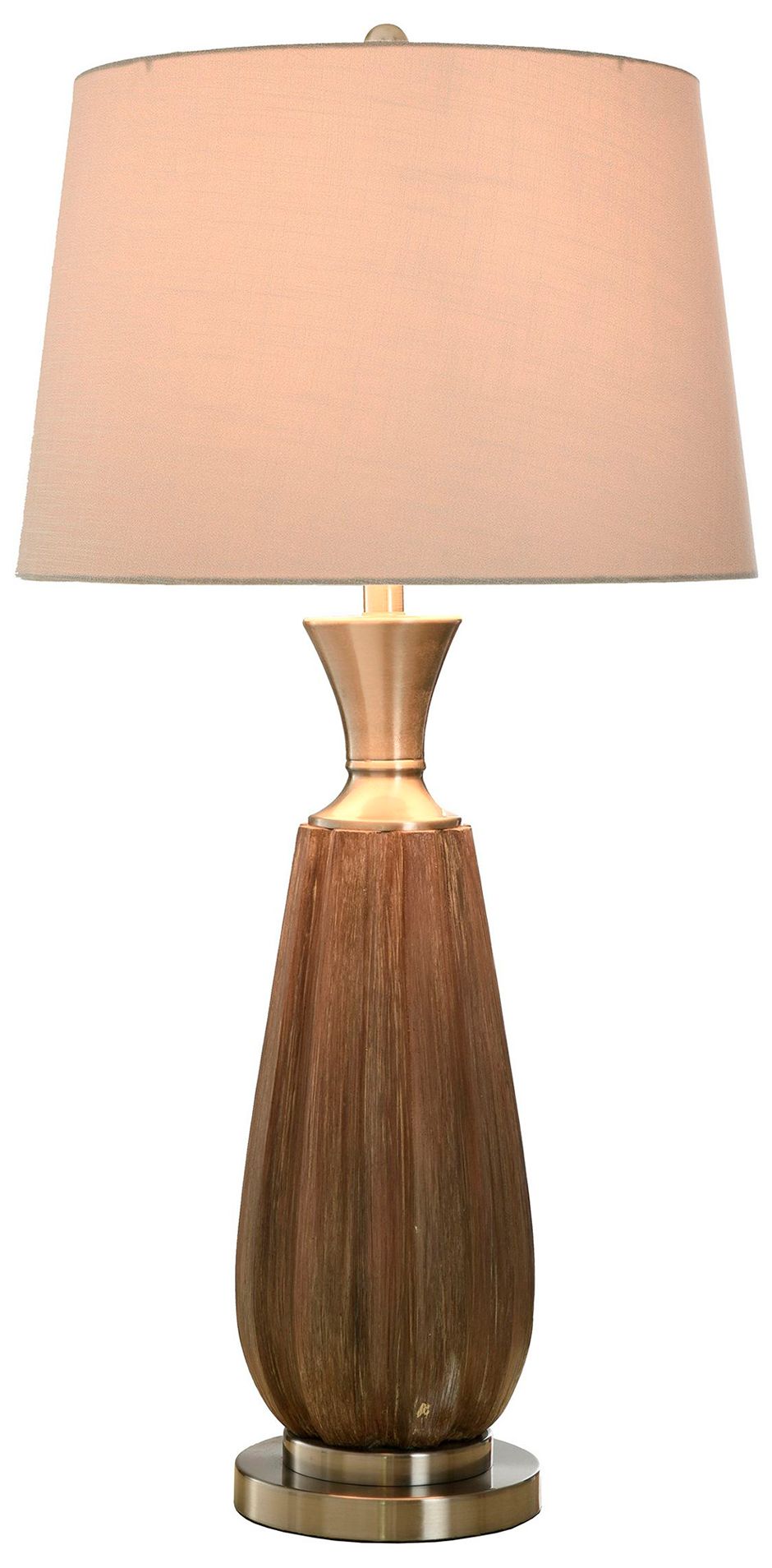 Image 3 Stylecraft Roanoke 35 1/2" Cream Shade Brown Faux Wood Table Lamp more views