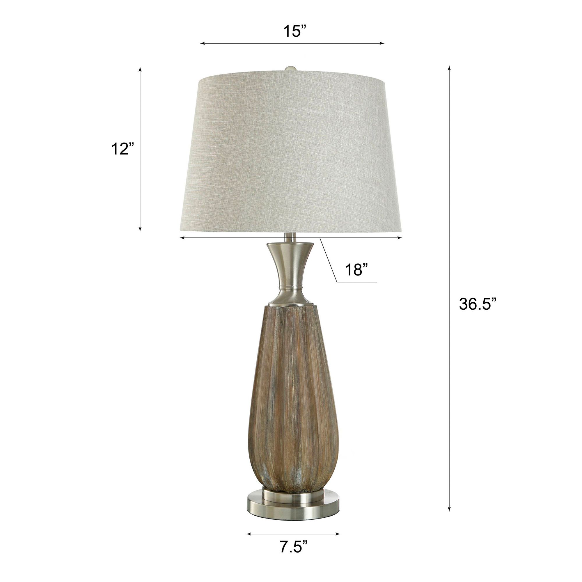 Stylecraft Roanoke 35 1/2" Cream Shade Brown Faux Wood Table Lamp
