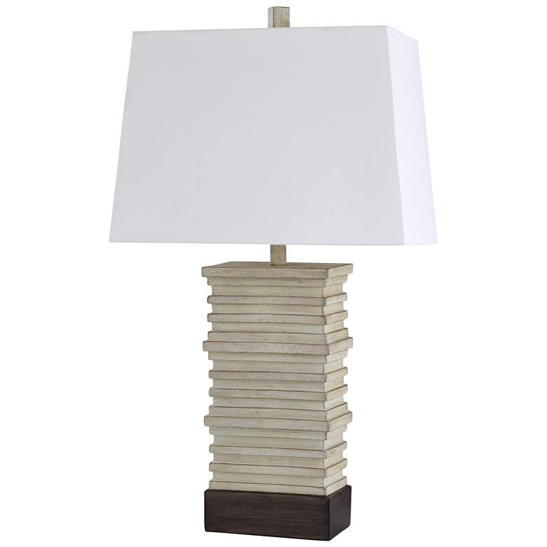 Image 1 Stylecraft Roman 31 inch High Aged Pearl White Segments Table Lamp