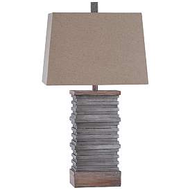 Image1 of Stylecraft Roman 31" High Stacked Slate and Sepia Table Lamp