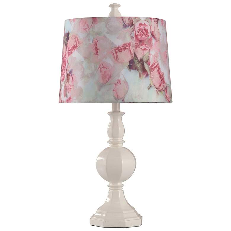 Image 2 Stylecraft Rose Shade Column and Ball 27 inch High Table Lamp