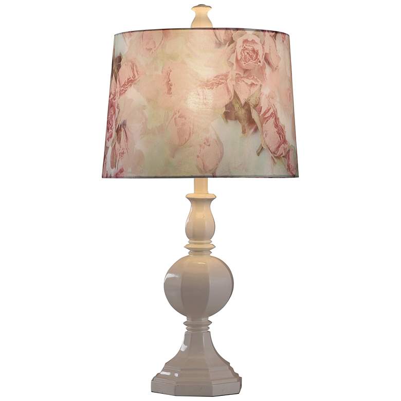 Image 5 Stylecraft Rose Shade Column and Ball 27 inch High Table Lamp more views