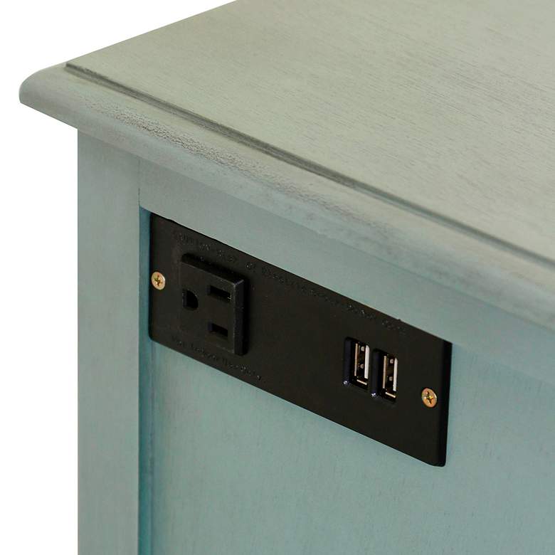 Image 2 StyleCraft Seafoam Green Blue 25" High Outlet and USB Side Table more views