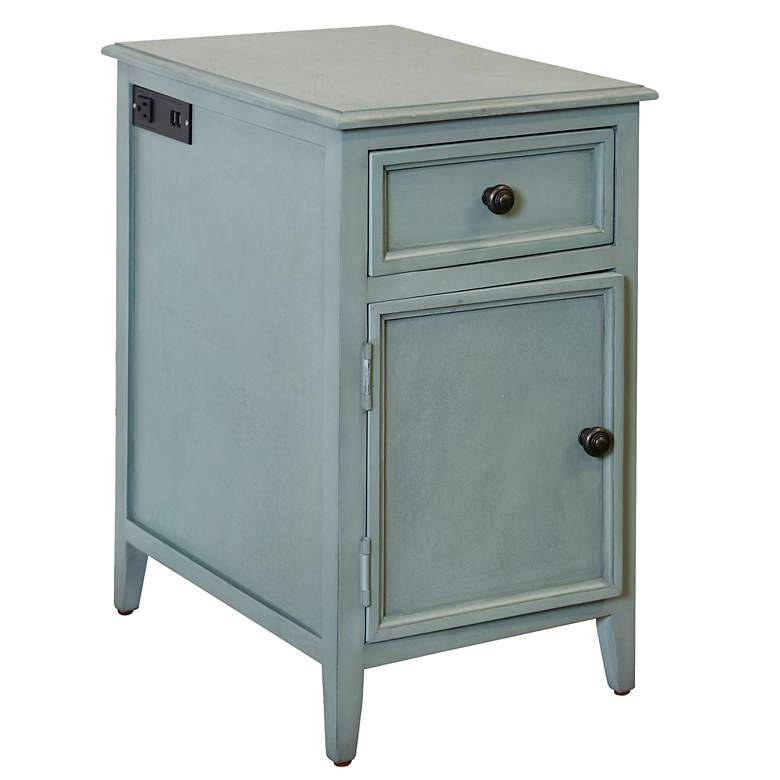 Image 3 StyleCraft Seafoam Green Blue 25" High Outlet and USB Side Table more views
