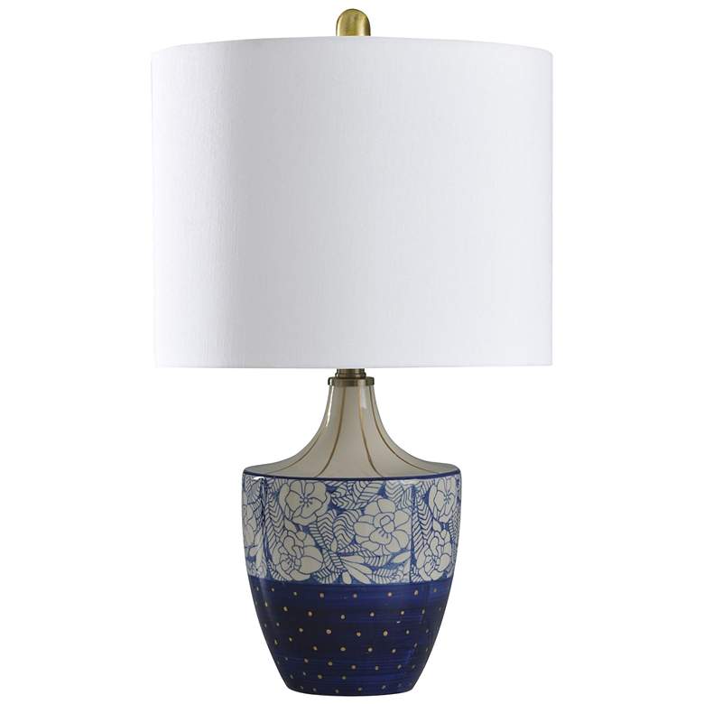 Image 1 Stylecraft Shelly 23 inch High Mixed Pattern Blue Ceramic Table Lamp