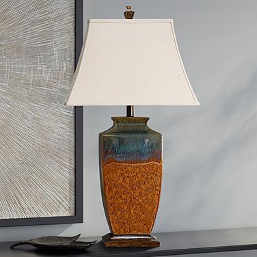Stylecraft Signature 32" Rust Brown Reactive Glaze Ceramic Table Lamp