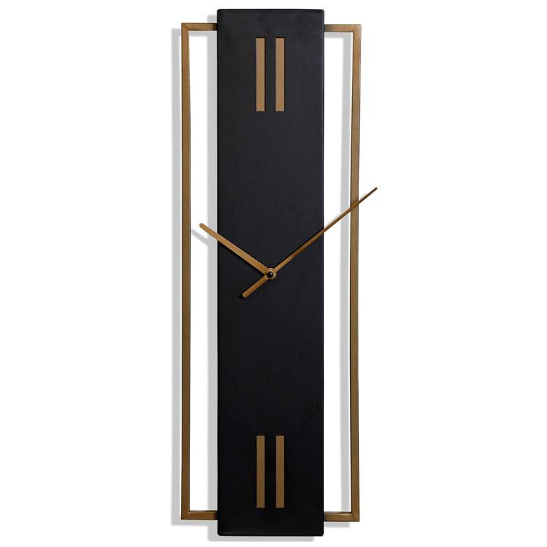 Image 1 Stylecraft Slim Time 24" Modern Black and Bronze Metal Wall Clock