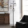 1_Stylecraft Steel Cage 71" High 3-Light Modern Industrial Floor Lamp