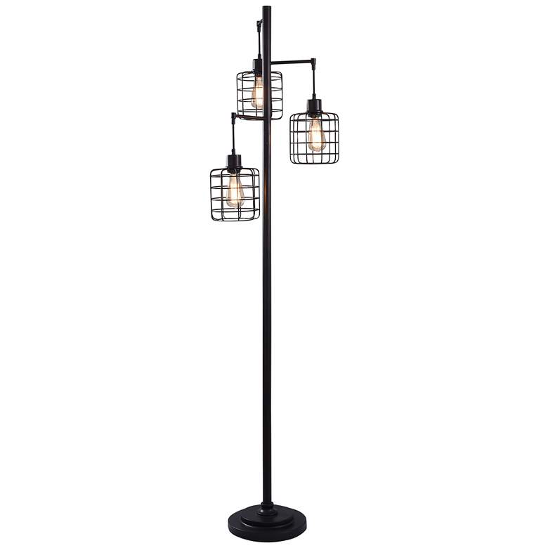 Image 6 Stylecraft Steel Cage 71" High 3-Light Modern Industrial Floor Lamp more views