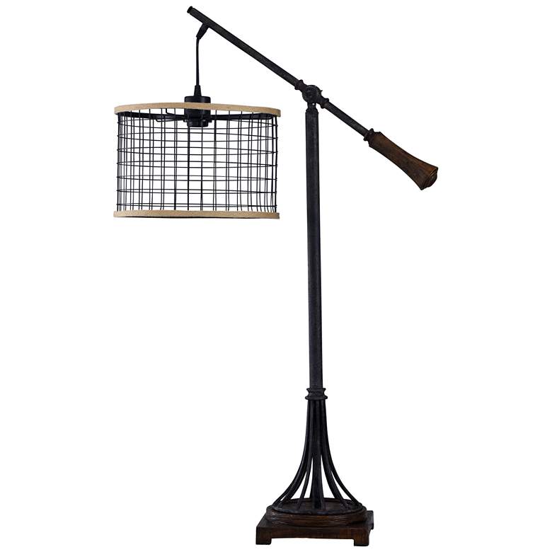 Image 1 Stylecraft Textured Bronze and Black Boom Arm Table Lamp