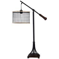 Stylecraft Textured Bronze and Black Boom Arm Table Lamp