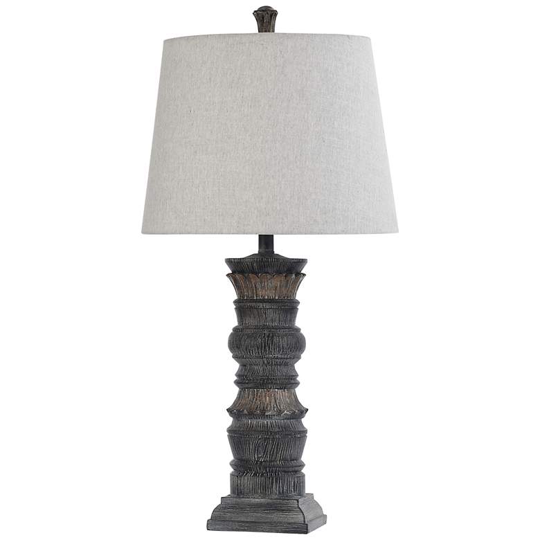 Image 2 Stylecraft Tipton Farmhouse 32" Malta Black Faux Stone Table Lamp
